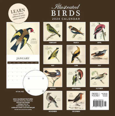 2024 Illustrated Birds Calendar - isubscribe.com.au